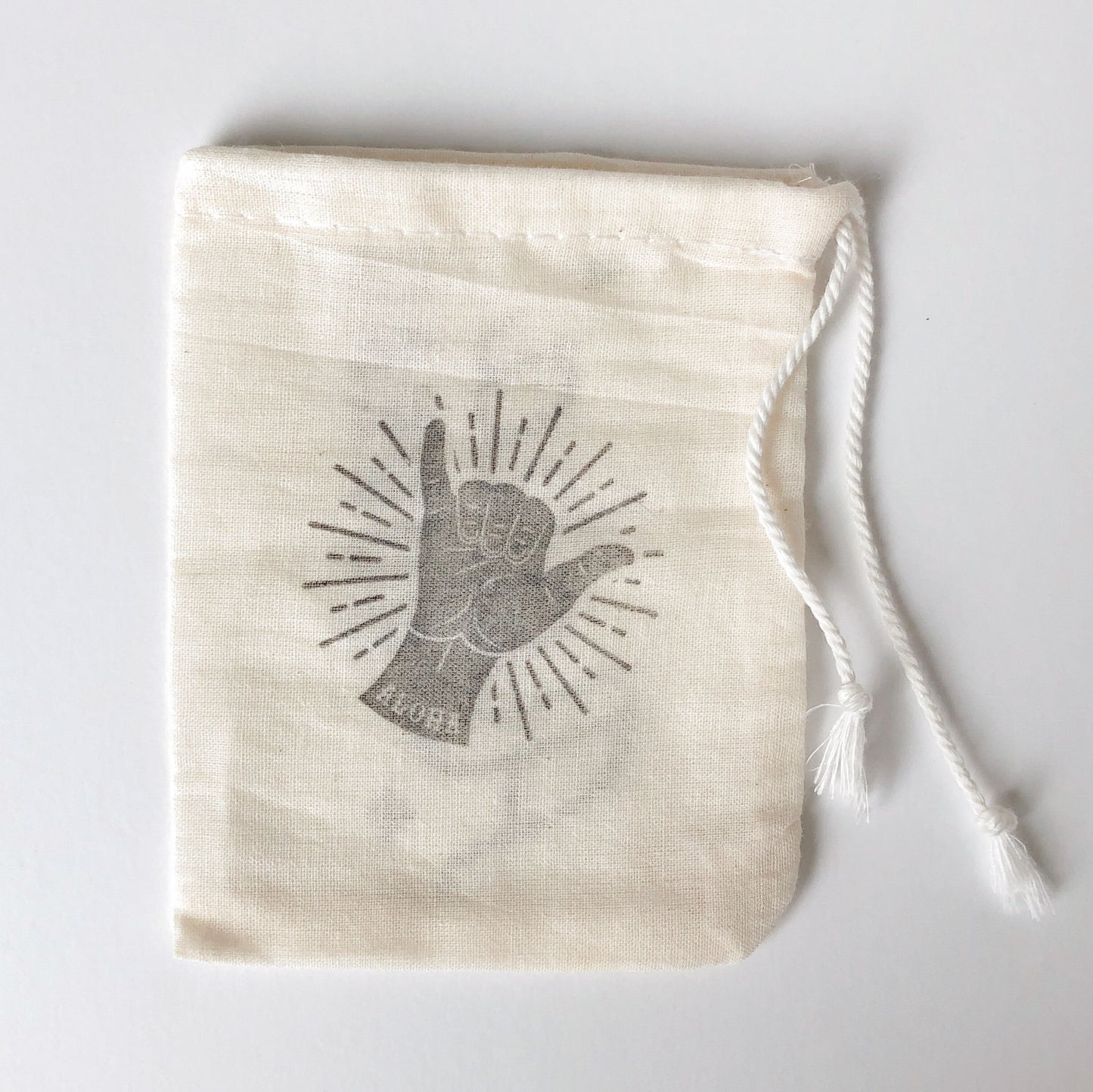 Hand stamped, Small Reusable Cotton Muslin Bag