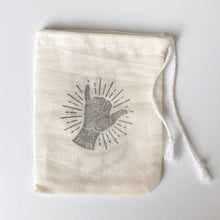 Load image into Gallery viewer, Hand stamped, Small Reusable Cotton Muslin Bag