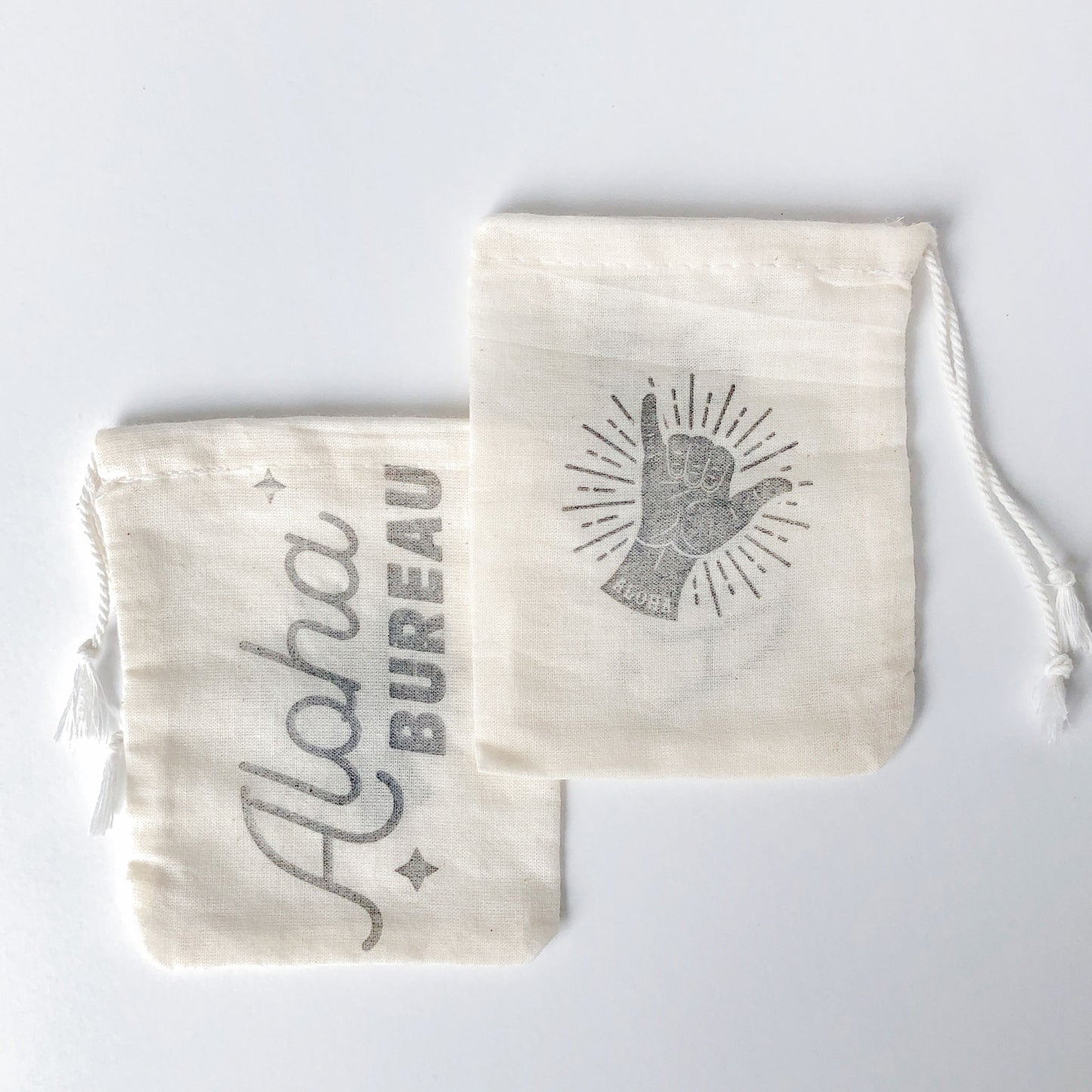 Hand stamped, Small Reusable Cotton Muslin Bag